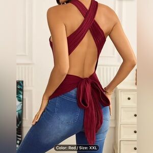 Plus Size Backless Halter Top